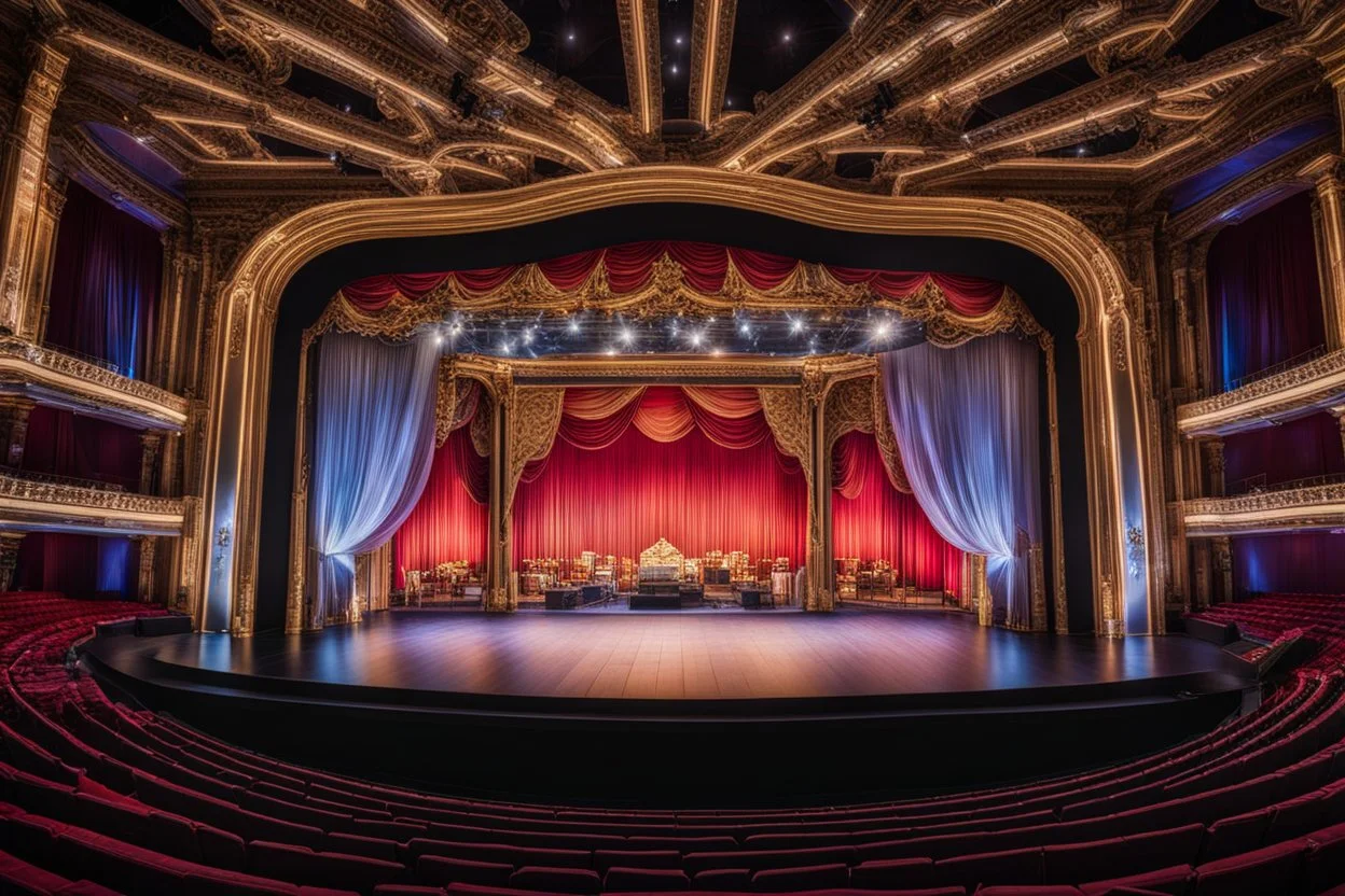 a luxury big opera dance stage,close up ,show main stage