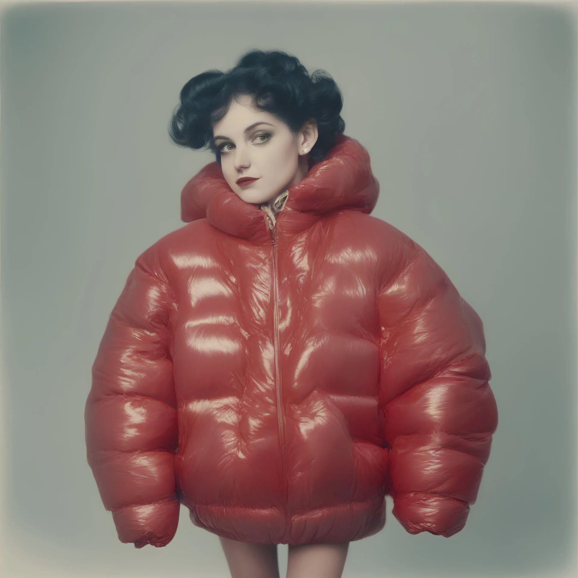 Betty boop, red, autochrome, plastic puffy jacket