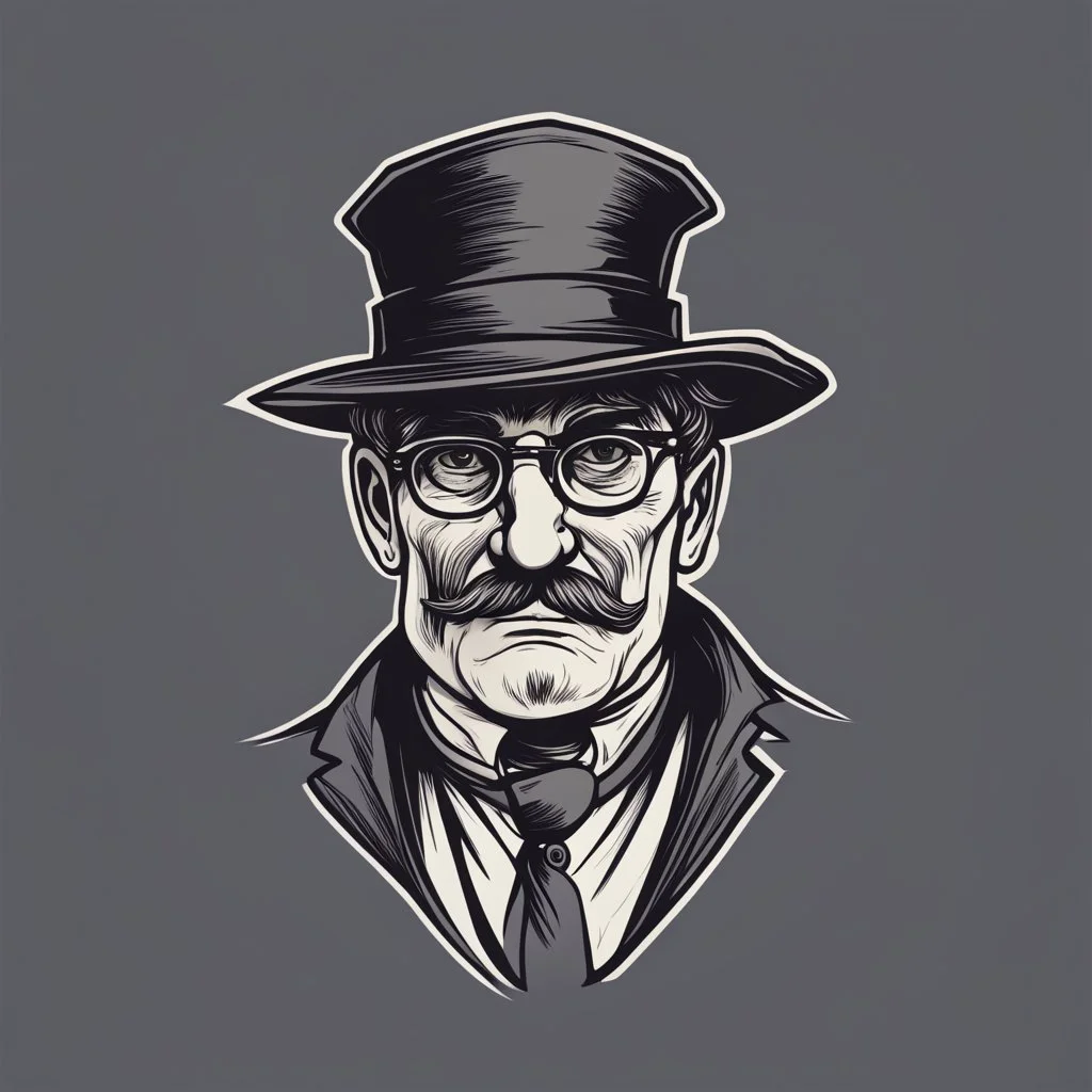 professor balthazar with a hat in style of logo