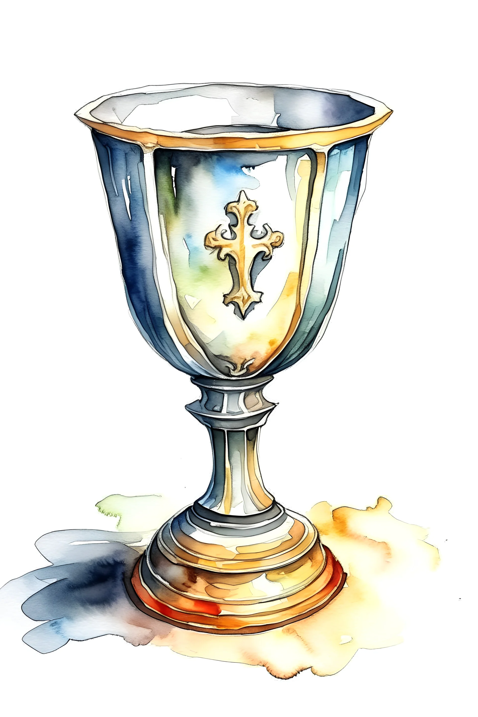 holy grail. White background . watercolor drawing