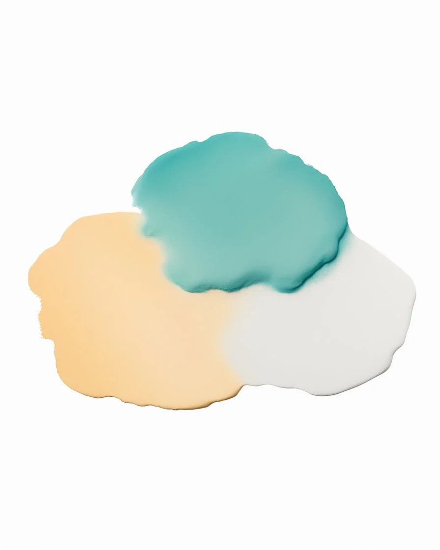 scattered powder on a white background painted with watercolor paints, top view