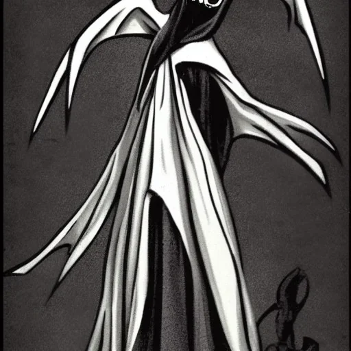 White bat vampire with long limbs as Russian Orthodox nosferatu