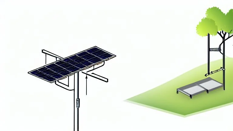 Grid-tied solar installation, detailed diagram illustration