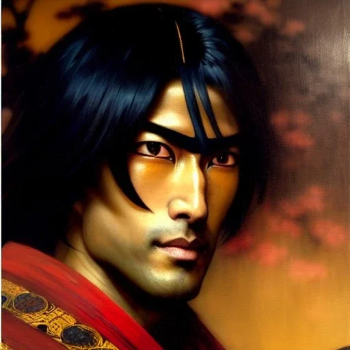 portrait of 'Yurimaru-Ninja Scroll',ancient japanese armor, painting by gaston bussiere, greg rutkowski, yoji shinkawa, yoshitaka amano, tsutomu nihei, donato giancola, tim hildebrandt, oil on canvas, cinematic composition, extreme detail,fit full head inside picture,16k