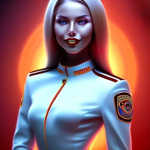 smile lady cop top in spaceship