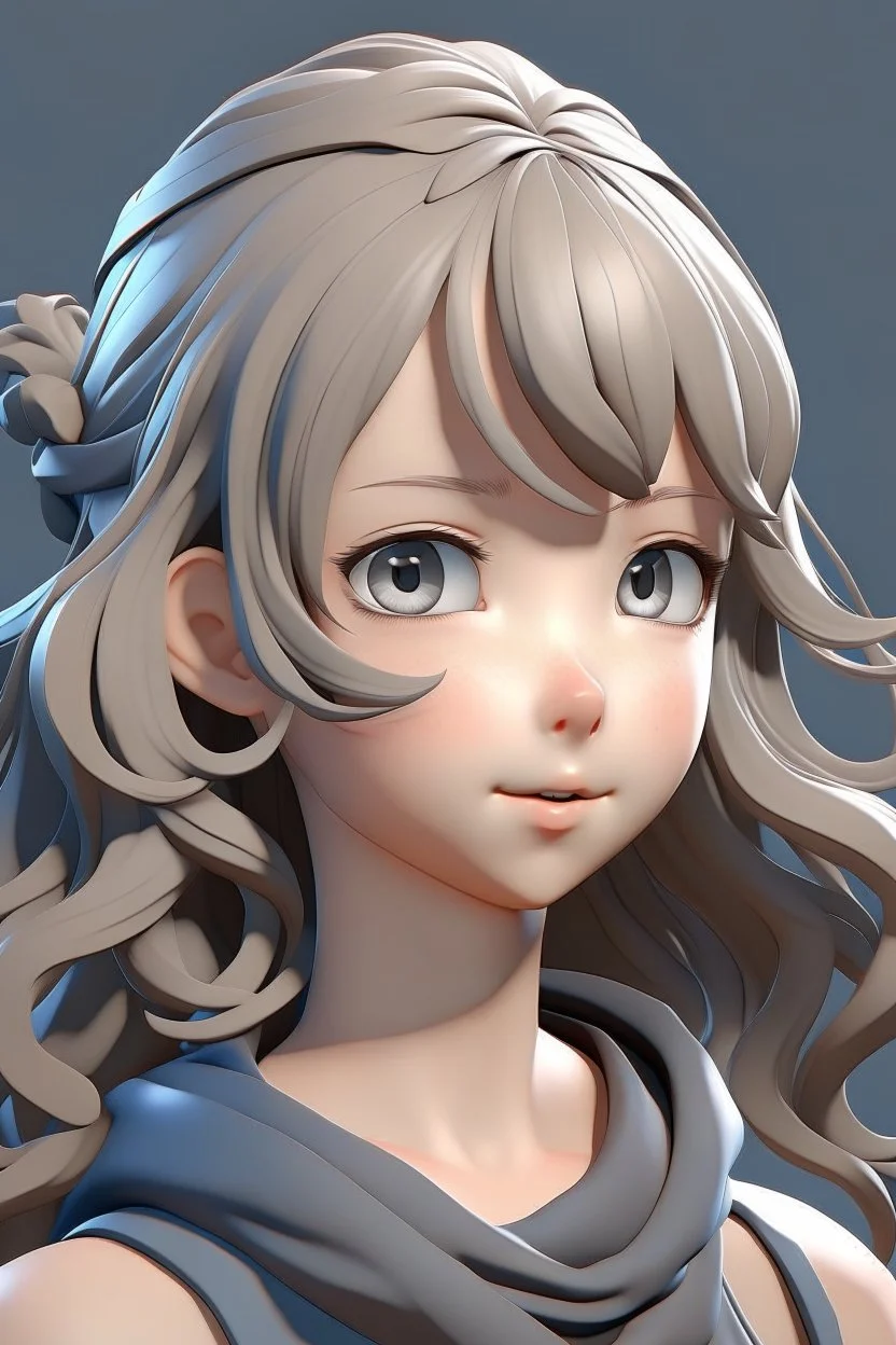 anime girl 3d scaling curl