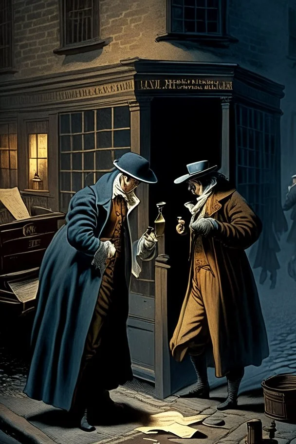 atoms playing detective at a homicide scene in 18th century London