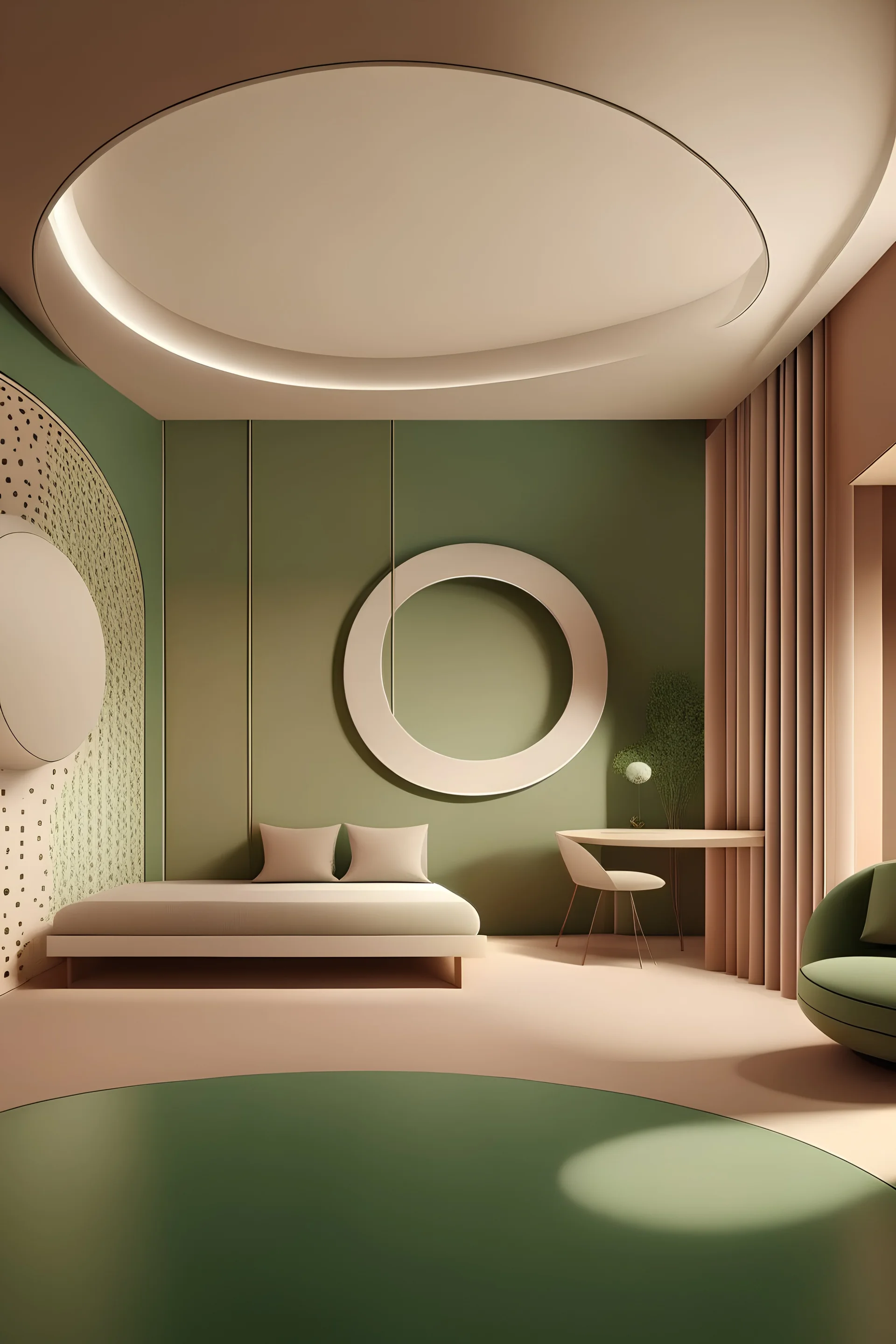 room design with circles and curves