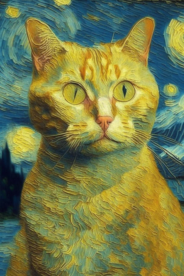 Portrait of a cat by Van Gogh