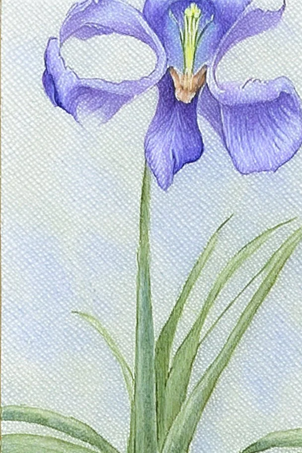 a painting of a blue iris by artist "Hiroshi Kobayashi"