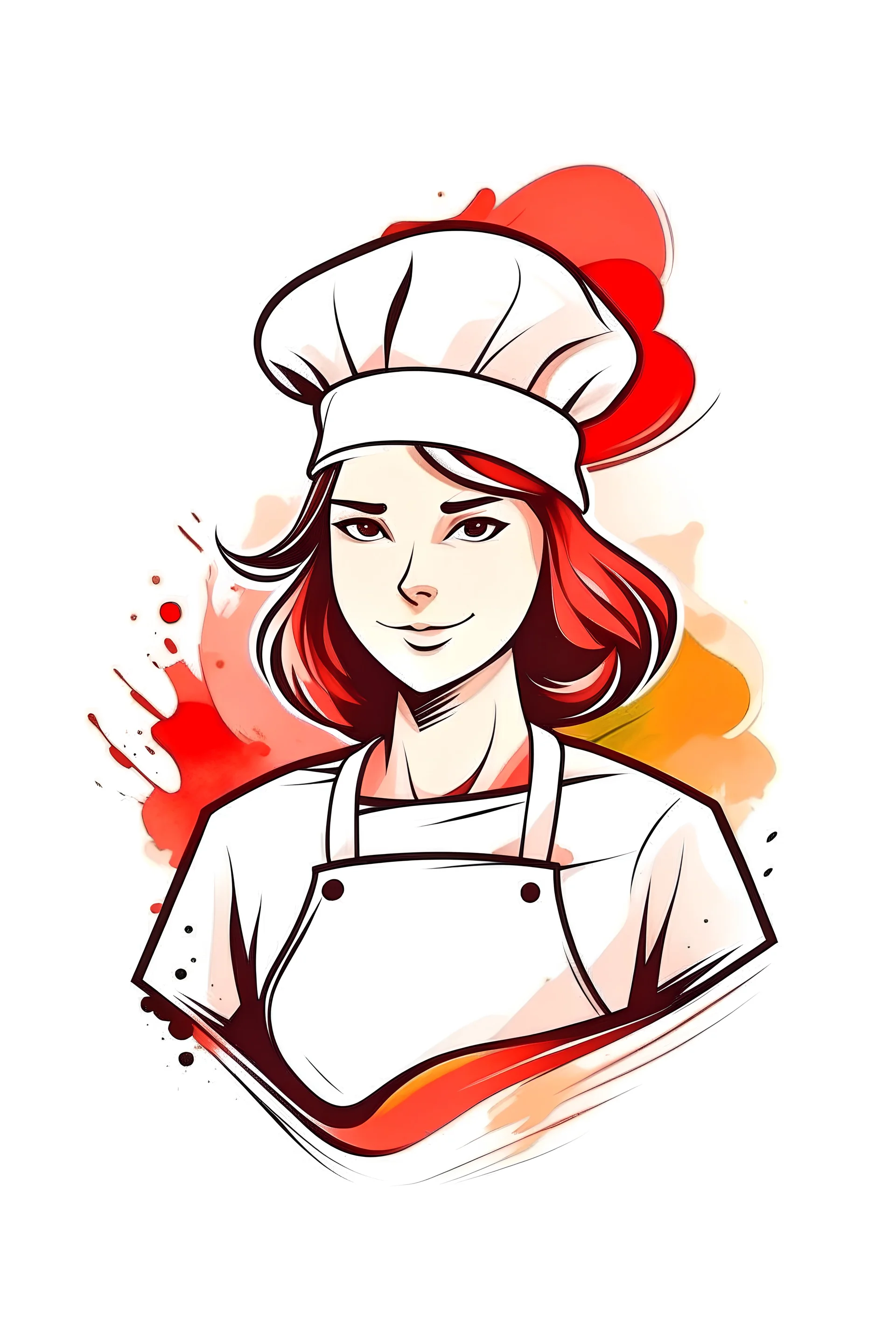 Chef, girl, color, white, homemade, meat, kitchen, logo