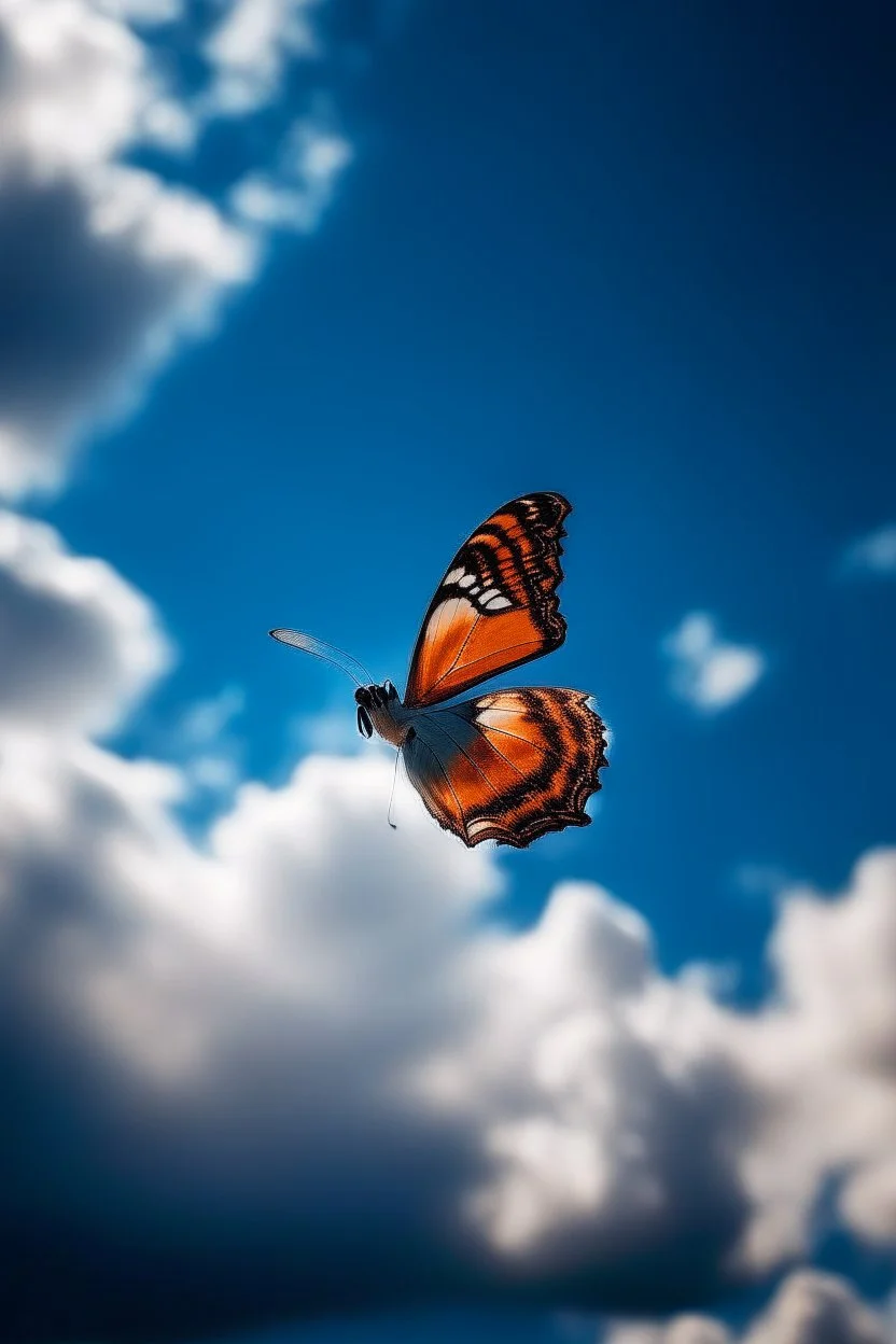 Butterfly fading and floating into the sky