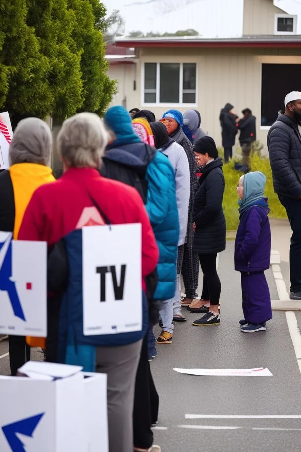 People standing in a line to vote