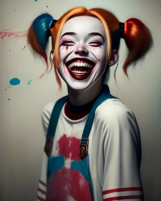 painting by koson ohara and marta bevacqua, Harley Quinn laugh