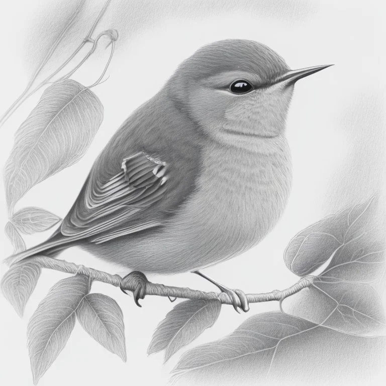 Realistic portrait drawing of a garden warbler tit