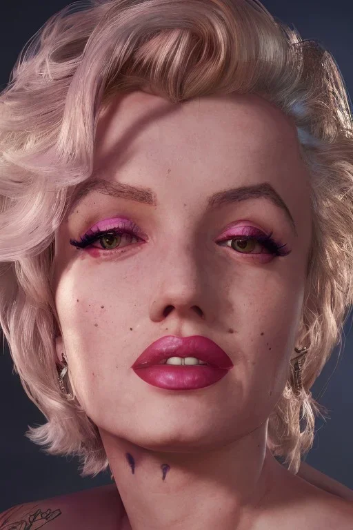 Marilyn Monroe, smokes a cigarette, cyberpunk2077, photorealistic illustration, 4k