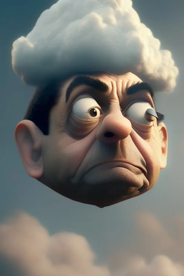 mr bean as a cloud, 4k, trending on artstation, depth of field, high detail, backlit