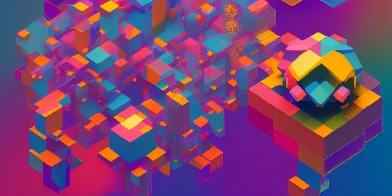 3D colorful geometric installation, simplistic, studio lighting, C4D, 16k, Behance, Artstation, centered, top down camera, vibrant