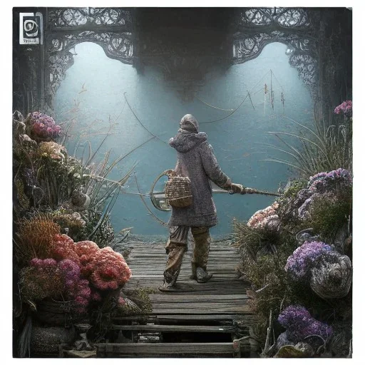 Insanely detailed photograph of an “artexture plans fisherman ” with intricate detailed of natural lighting, intricate embroidered band of ceiling candles, hyperdetailed painting by Ismail Inceoglu Huang Guangjian and Dan Witz CGSociety ZBrush Central fantasy art album cover art,8K, hdr, romantic, mysterious, ominous, flowers, jewelry, steam,oil,cafe,street vendor,steamship,D&D