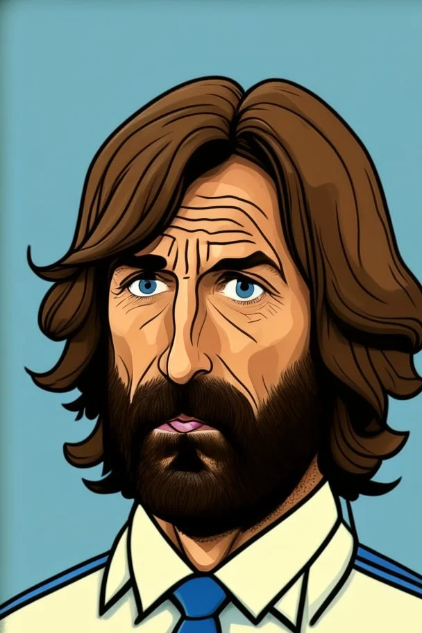 Andrea Pirlo Italian football coach ,cartoon 2d