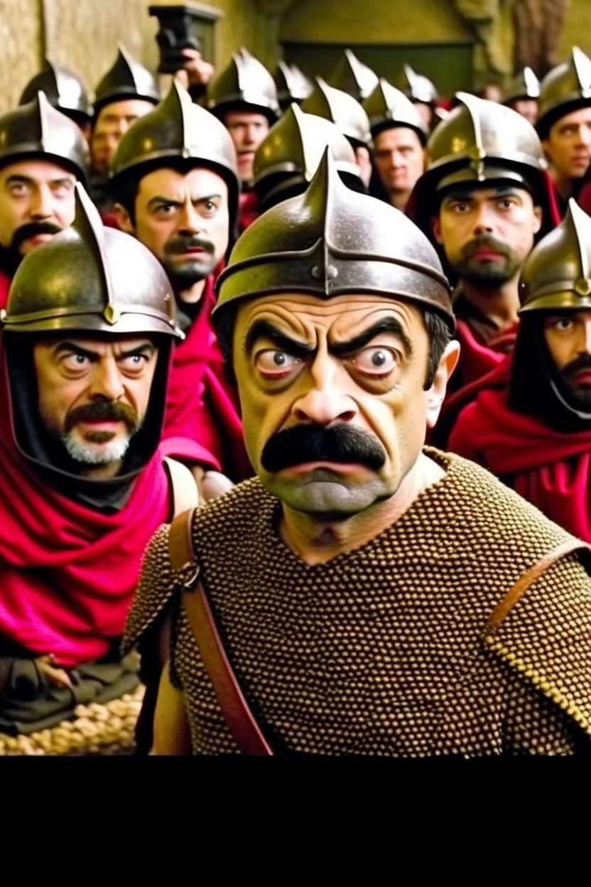 mr bean in "this is sparta" scene