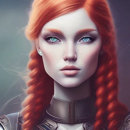 fantasy setting, woman, redhead, bicolor hair