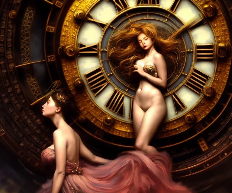 Trapped in time ” beautiful Woman trapped in a grand clock, Scenic background and foreground, Hyperdetailed, Royo, Ferri, Minguez, glowing edges, Mucha, Cina. Cinematic, WLOP, 8K, concept, sharp focus, rutkowski, detailed, Artgerm, Unity 3D, Gerald Brom, Pino Daeni, volumetric lighting