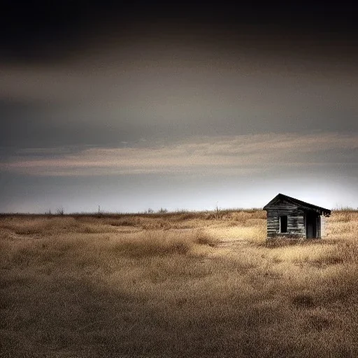 Alone boy, abandoned town, hyperrealistic