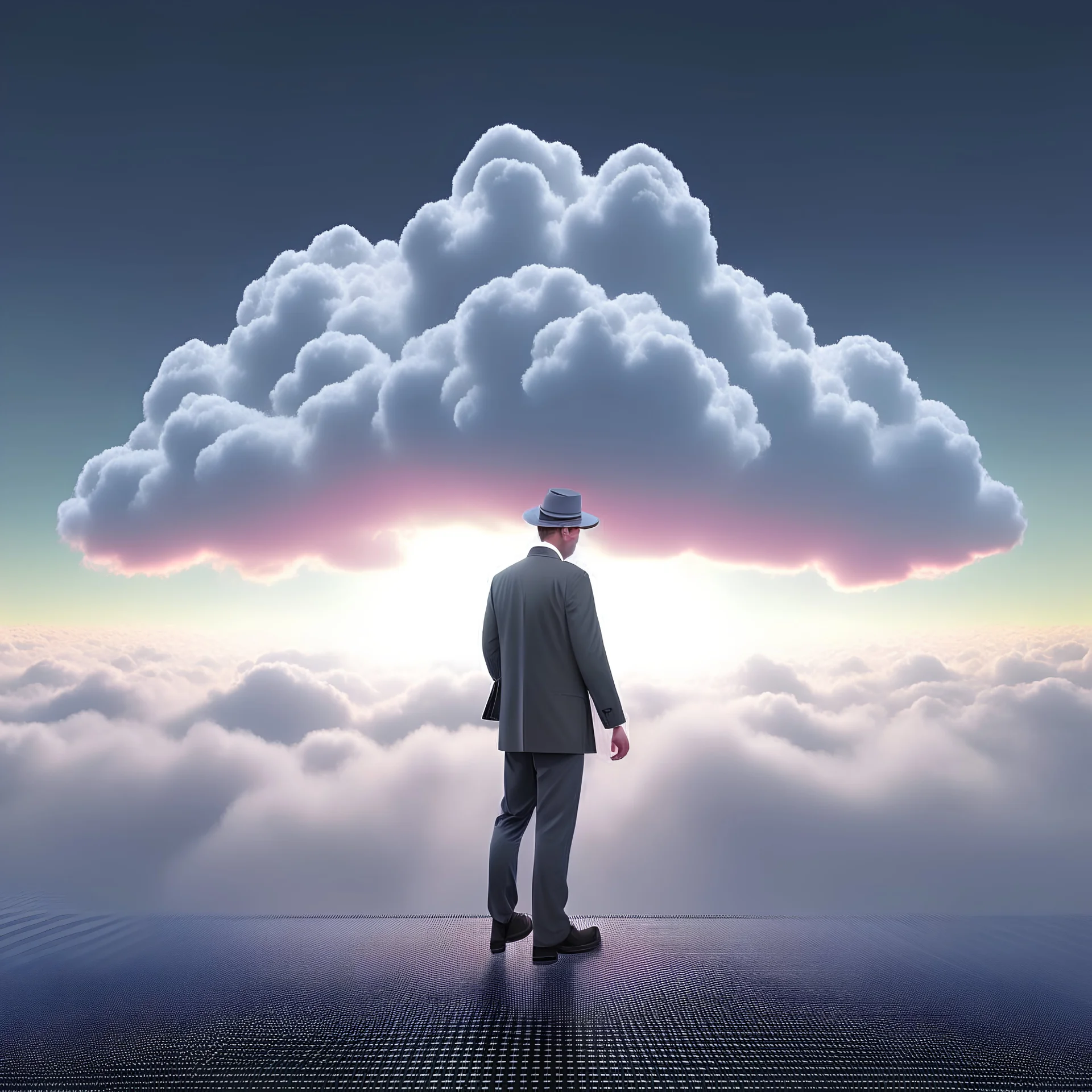a lone consultant fighting a cloud service platform, detailed, hallucination, 4K, deviantart
