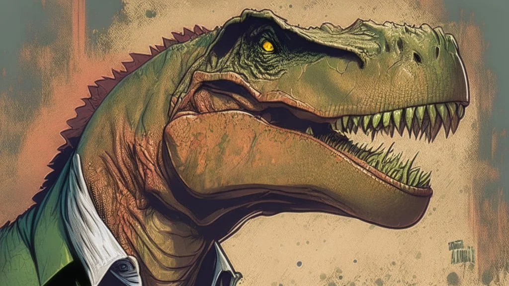 Dinosaur, T-rex, Comic style, portrait