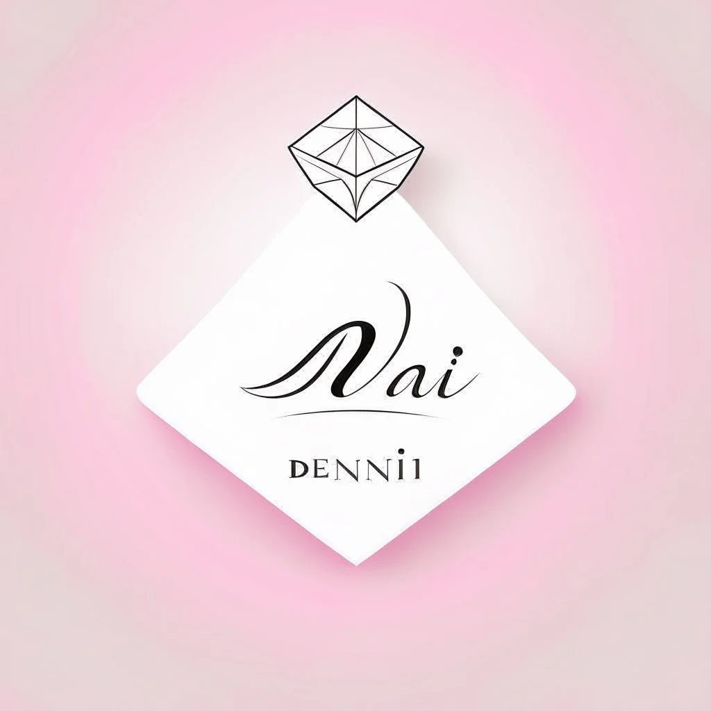 Create a logo with the name Deniz Boutique, inspired by diamond dresses, with the symbol of the dress, baby pink