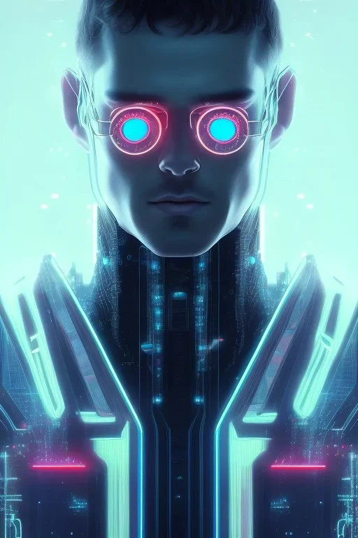 cyberpunk, head, men, portrai, tron