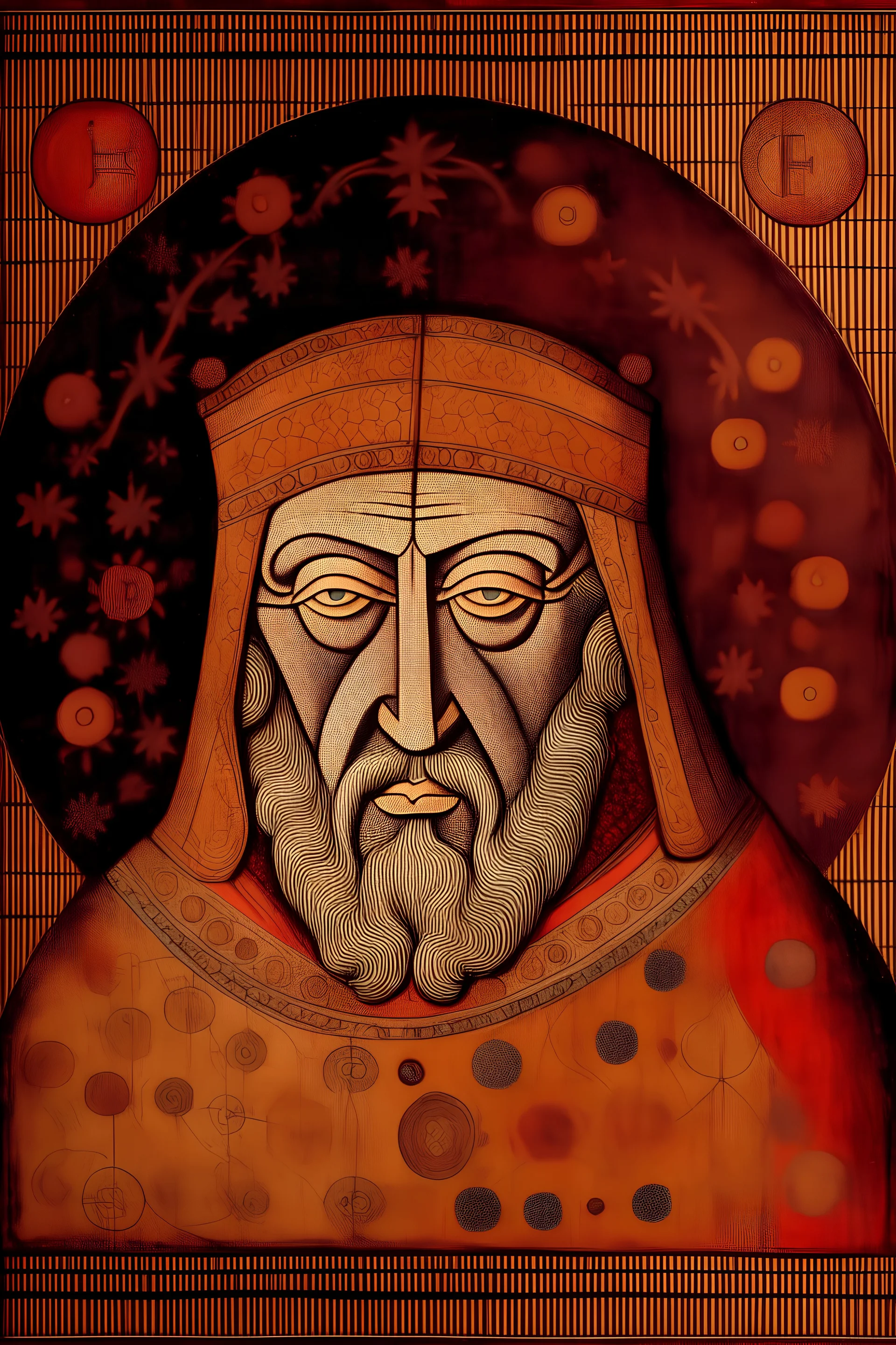 13th century painted portrait of a 45 year old male baron from the medieval period