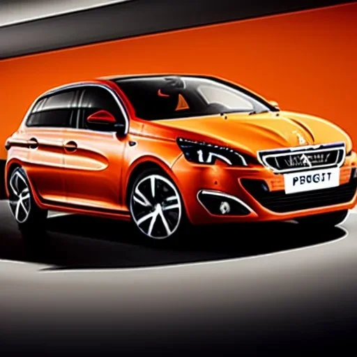 Peugeot 308, orange et noir,