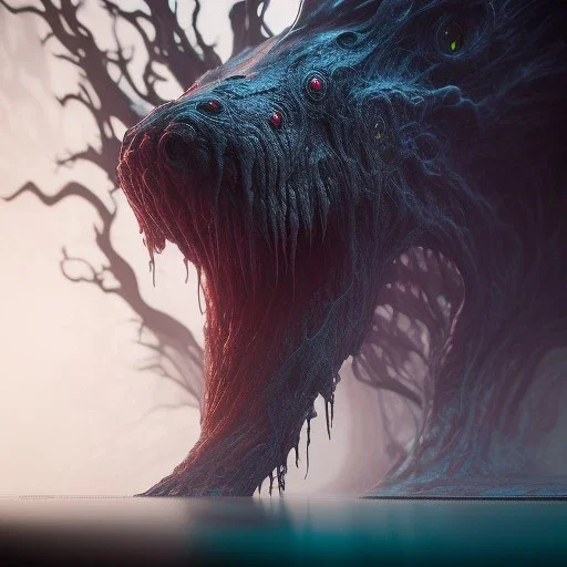 Terrifying fluid ink creature, unreal engine 5, 8k resolution, photorealistic, ultra detailed