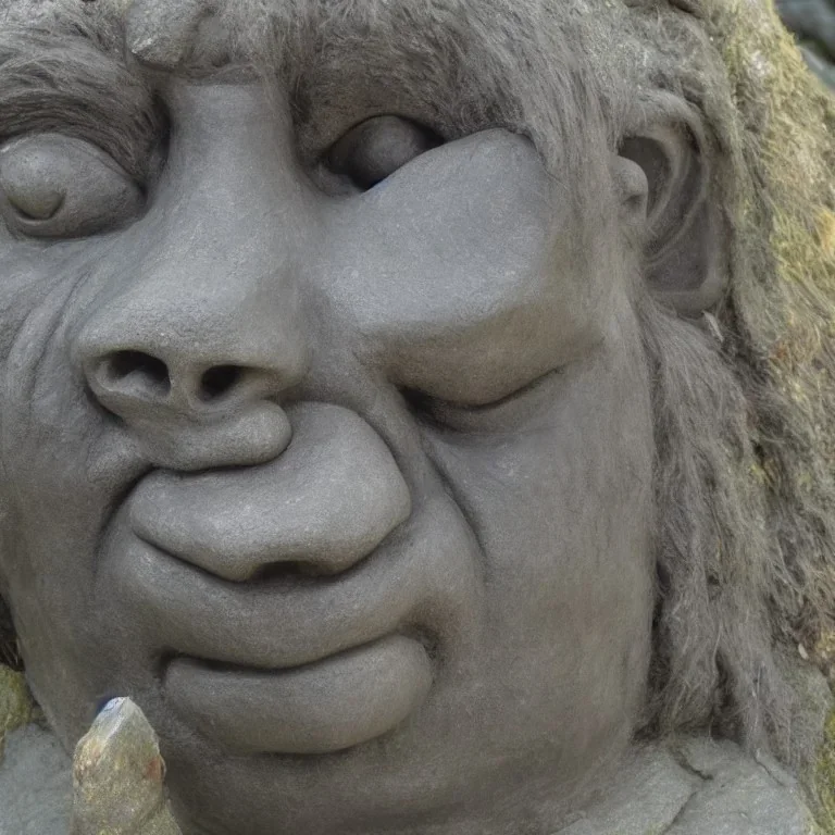 A drawn norwegian stone troll ; stable ai