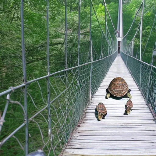 turtle crossing suspension bridge