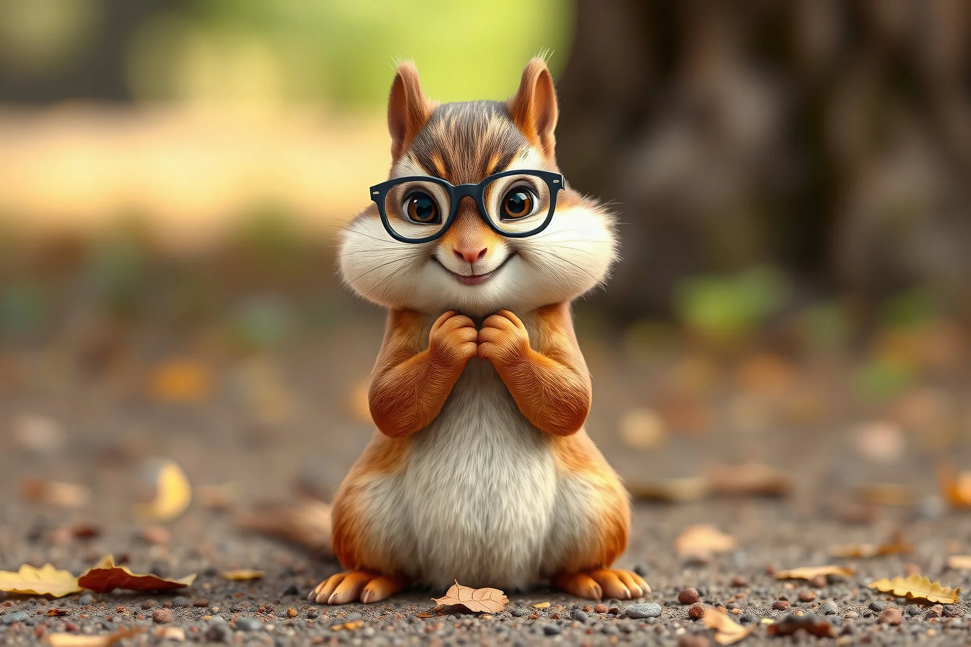 simon the chipmunk from alvin and the chipmunks kneeling