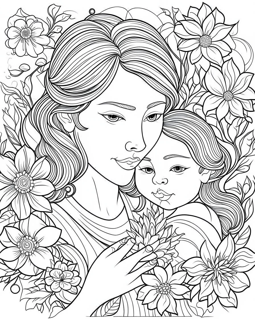 mothers Day coloring page,no flowers and background