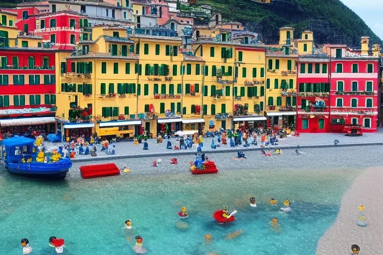 Lego Train in lego riomaggiore italy sea town lego