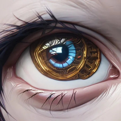 close-up portrait of human eye with open mouth and teeth inside, ultra-realistic, intricate, 8k resolution, high-quality, fine-detail, digital art, detailed matte, volumetric lighting, dynamic lighting, photorealistic, 3d octane render, illustration,