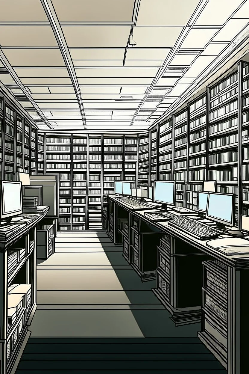 The library is serviced by state-of-the-art computers, book search. Expression. High-quality drawing, 8K