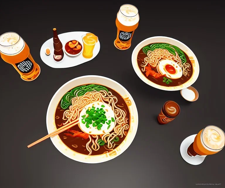 ramen with beer drink