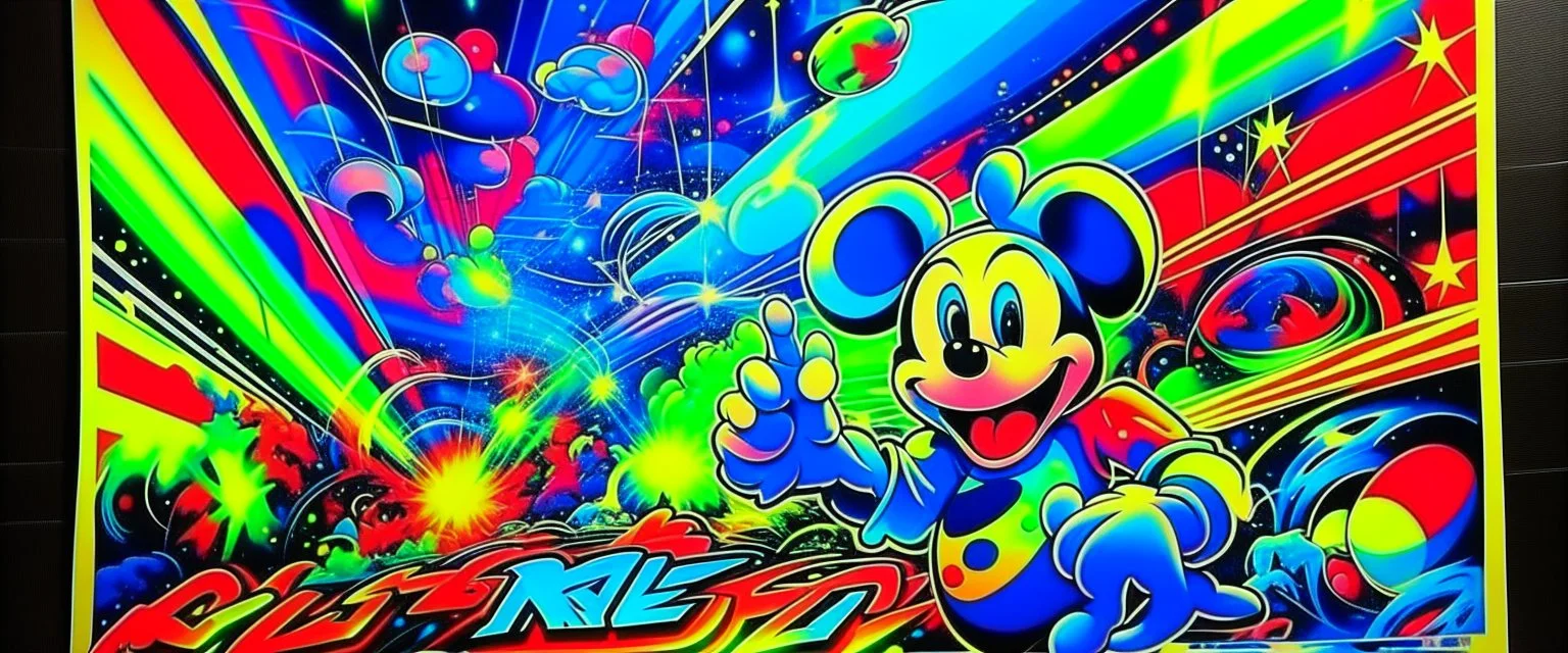 nostalgic Blast from the Past rave party poster cheerfull disney abstract