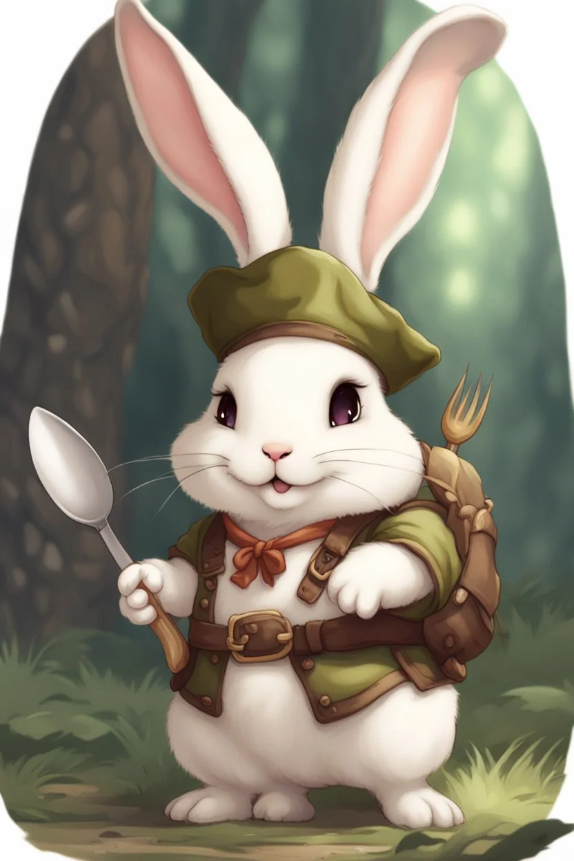 Cute chubby bunny floppy ears adventurer dnd art realism cook