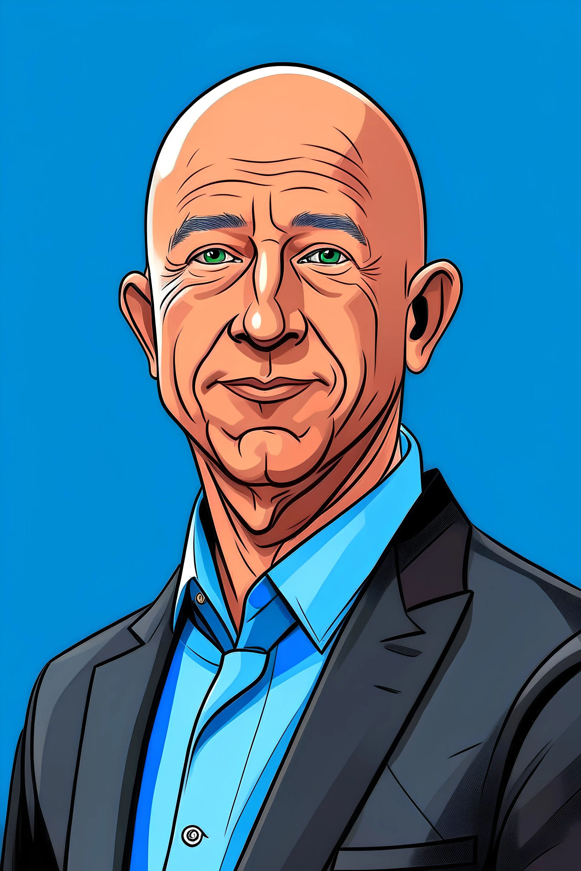 Jeff Bezos American businessman , cartoon 2d