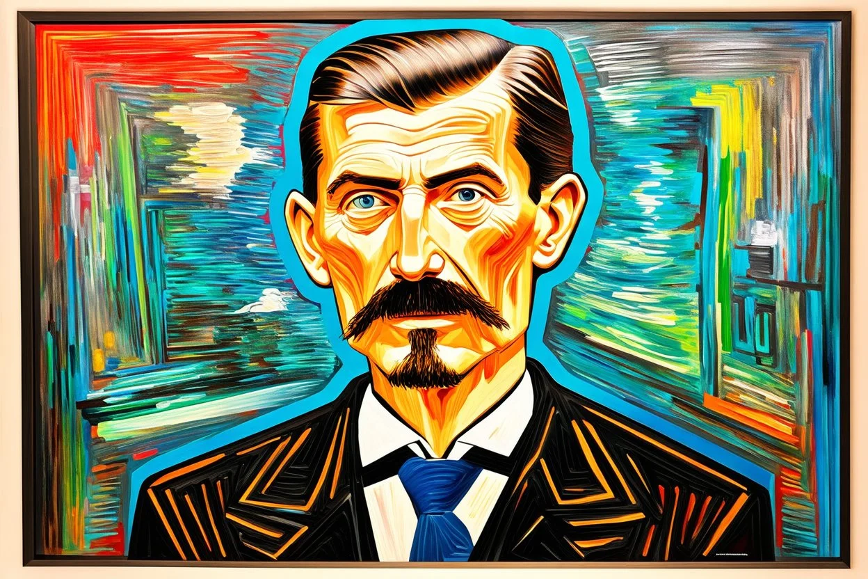 Nikola Tesla in the style of piccasso