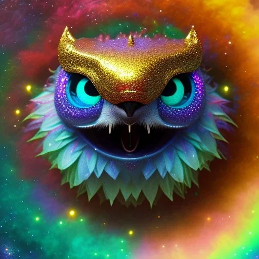 super cute fantasy creature, cute big circular reflective eyes, galactic glitter background, delicate colors, ultra detailed, smooth, light effect，vaporwave colorful, smooth, extremely sharp detail, finely tuned detail, ultra high definition, 8 k, unreal engine 5, ultra sharp focus