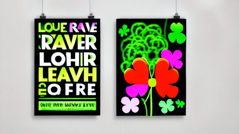 rave poster with Four-leaf clover