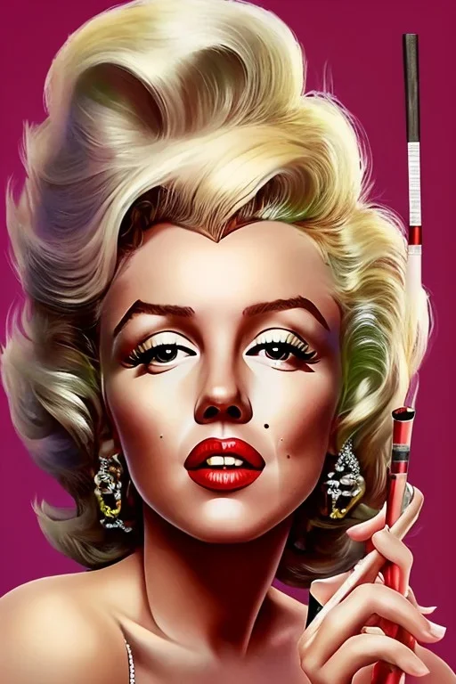 Marilyn Monroe, in full growth, smokes a cigarette, photorealistic, 4k